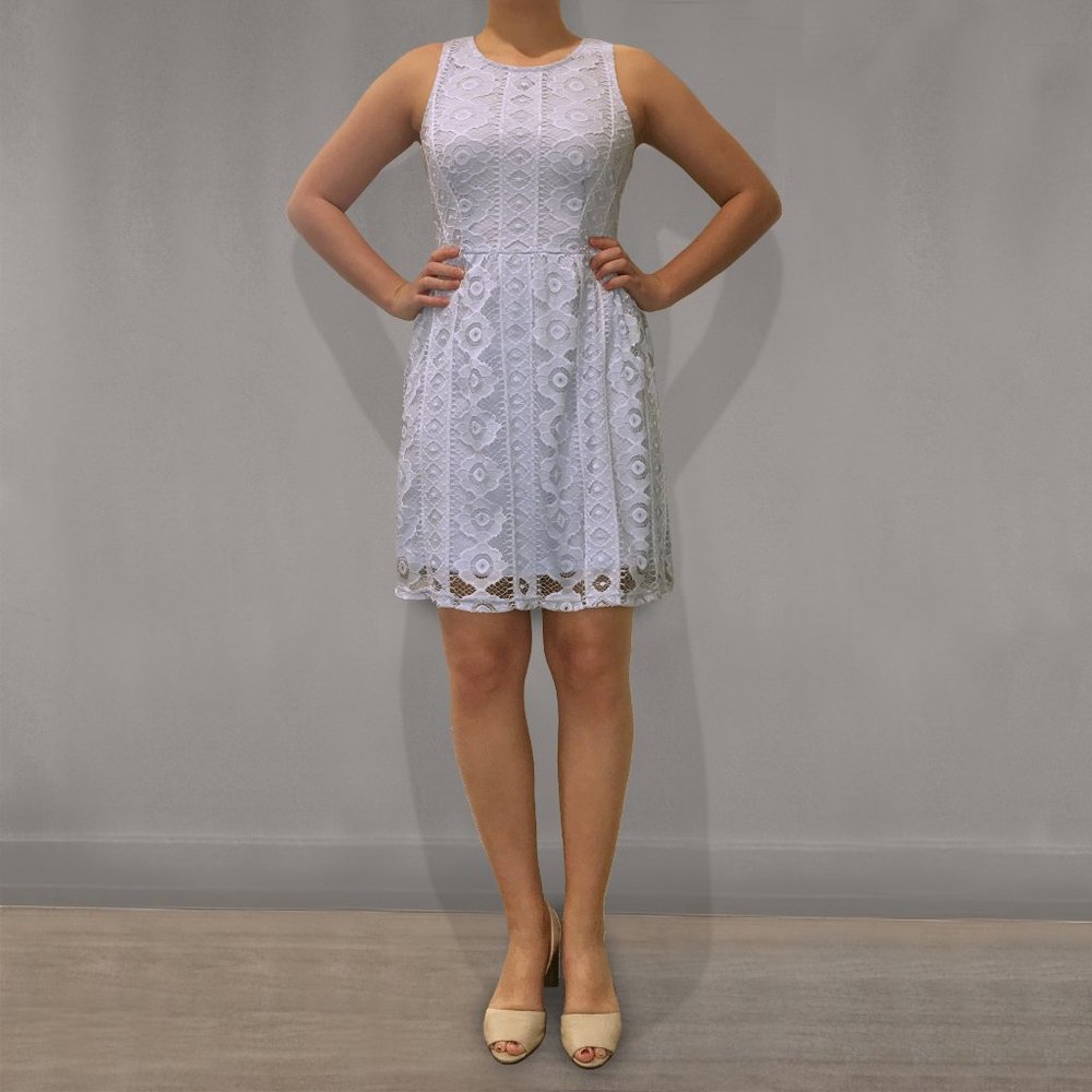 Altar'd State Dusty Blue Lace Fit and Flare Dress